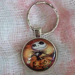 Jack Skellington Cabochon Key Ring With Necklace Chain Nightmare B4 Christmas